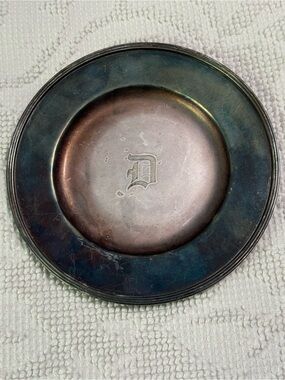Gorham GMCo Silver Plate Monogram D Coaster Butter Pat Plate 0223 Vintage 6"